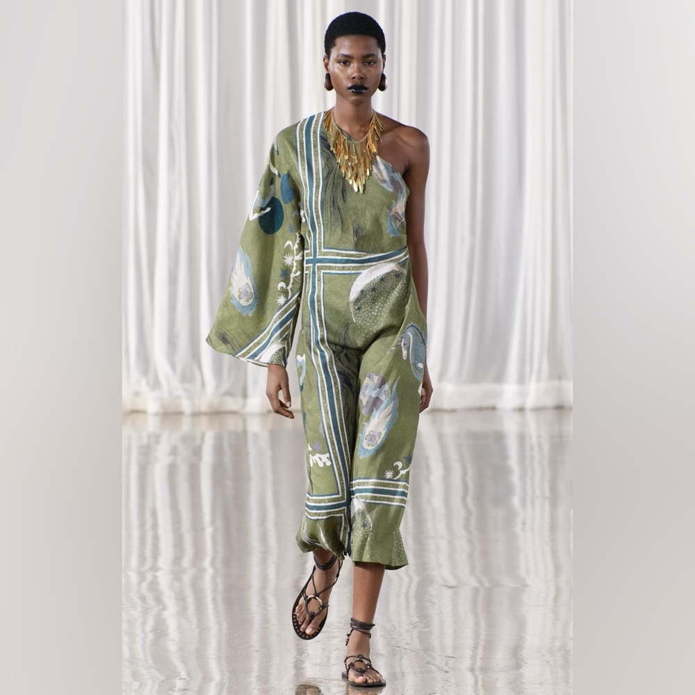 Zara Green One Shoulder Dress